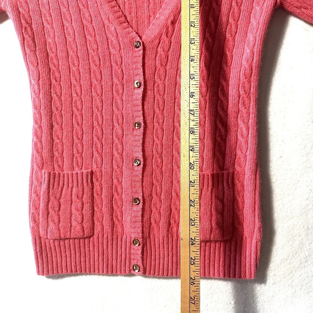 J CREW Small S Relaxed Cable‎ Knit Cardigan Sweater Cashmere Merino Wool Angora
